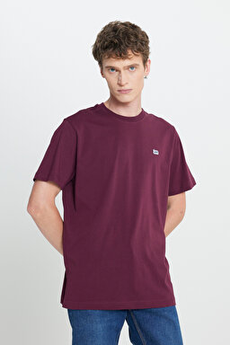 Regular Fit Normal Kesim Bisiklet Yaka %100 Pamuk Bordo Tişört - Wine-L60UFQ810