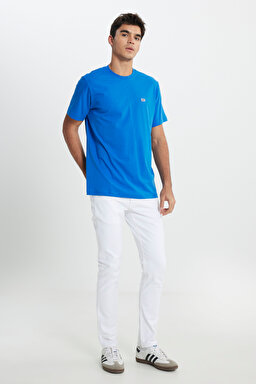 Regular Fit Normal Kesim %100 Pamuk Bisiklet Yaka Mavi Tişört - Ferris-L60UFQA13 (görsel 3)
