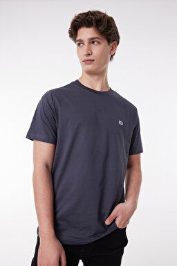 Regular Fit Normal Kesim Sıfır Yaka %100 Pamuk Logolu Tişört - Black-L60UFQON