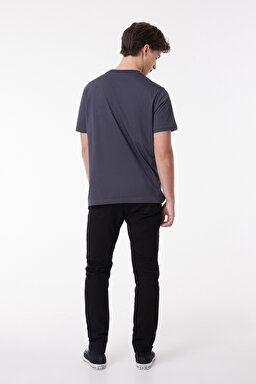 Regular Fit Normal Kesim Sıfır Yaka %100 Pamuk Logolu Tişört - Black-L60UFQON (görsel 4)
