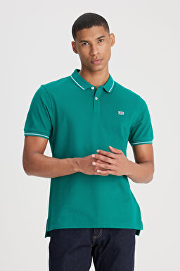 Regular Fit Normal Kesim %100 Pamuk Polo Yaka Yeşil Tişört - Enigma-L61ARLA12 (görsel 2)