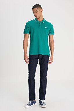 Regular Fit Normal Kesim %100 Pamuk Polo Yaka Yeşil Tişört - Enigma-L61ARLA12 (görsel 3)