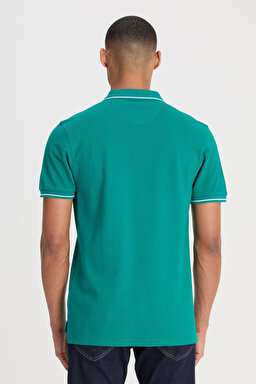 Regular Fit Normal Kesim %100 Pamuk Polo Yaka Yeşil Tişört - Enigma-L61ARLA12 (görsel 5)