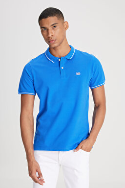 Regular Fit Normal Kesim %100 Pamuk Polo Yaka Mavi Tişört - Ferris-L61ARLA13 (görsel 2)