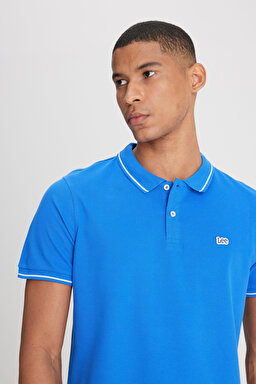 Regular Fit Normal Kesim %100 Pamuk Polo Yaka Mavi Tişört - Ferris-L61ARLA13 (görsel 5)