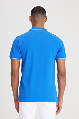 Regular Fit Normal Kesim %100 Pamuk Polo Yaka Mavi Tişört - Ferris-L61ARLA13 (görsel 6)