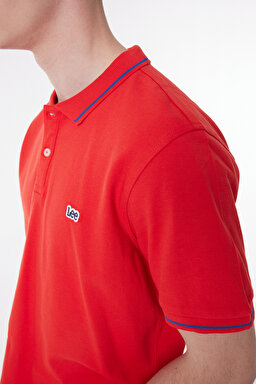 Slim Fit Dar Kesim Polo Yaka %100 Pamuk Tişört - Washed Red-L61ARLQM (görsel 4)