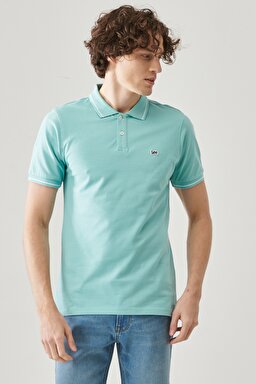 Regular Fit Rahat Kesim %100 Pamuk Polo Yaka Pique Tişört - Mint Blue-L61ARLUD
