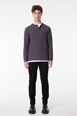 Regular Fit Normal Kesim %100 Pamuk Bisiklet Yaka Gri Tişört - Gray-L61RNB035 (görsel 3)