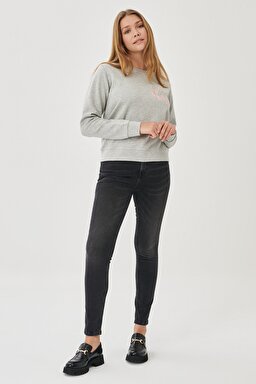 Scarlett High Skinny Fit Denim Esnek Jean Kot Pantolon - Anthracite-L626003003 (görsel 2)