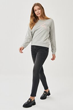 Scarlett High Skinny Fit Denim Esnek Jean Kot Pantolon - Anthracite-L626003003 (görsel 4)