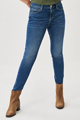 Scarlett High Skinny Fit Denim Esnek Jean Kot Pantolon - Blue-L626004400 (görsel 3)