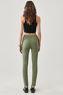 Scarlett Skinny Fit Dar Kesim Yüksek Bel Haki Esnek Pantolon - Khaki-L626010801 (görsel 6)