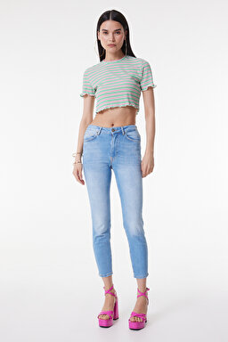 Scarlett Skinny Fit Dar Kesim Yüksek Bel Açık Mavi Esnek Jean Kot Pantolon - Light Blue-L626014404 (görsel 2)