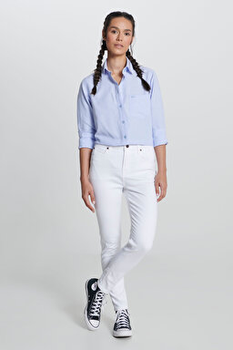 Scarlett High Rise Skinny Fit Dar Kesim Yüksek Bel Beyaz Esnek Jean Kot Pantolon - White-L626021100 (görsel 2)