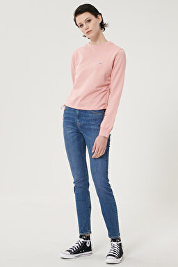 Scarlett High Skinny Fit Denim Esnek Jean Kot Pantolon - Mid Blue-L626DUIW