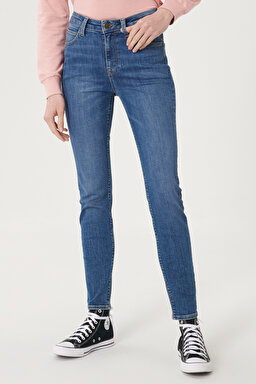 Scarlett High Skinny Fit Denim Esnek Jean Kot Pantolon - Mid Blue-L626DUIW (görsel 4)