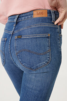 Scarlett High Skinny Fit Denim Esnek Jean Kot Pantolon - Mid Blue-L626DUIW (görsel 5)