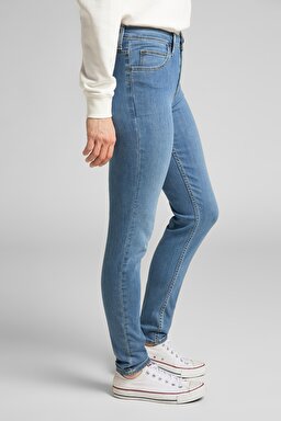 Scarlett Skinny Fit Dar Kesim Yüksek Bel Esnek Jean Kot Pantolon - Mid Blue-L626EMXT (görsel 3)