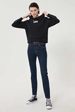 Scarlett High Skinny Fit Denim Esnek Jean Kot Pantolon - Dark Blue-L626MDNX