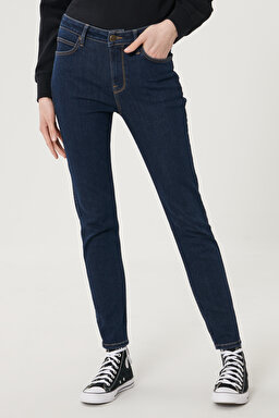 Scarlett High Skinny Fit Denim Esnek Jean Kot Pantolon - Dark Blue-L626MDNX (görsel 4)