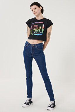 Scarlett High Skinny Fit Denim Esnek Jean Kot Pantolon - Dark Blue-L626PQXM