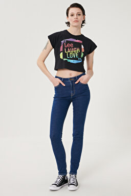 Scarlett High Skinny Fit Denim Esnek Jean Kot Pantolon - Dark Blue-L626PQXM (görsel 2)