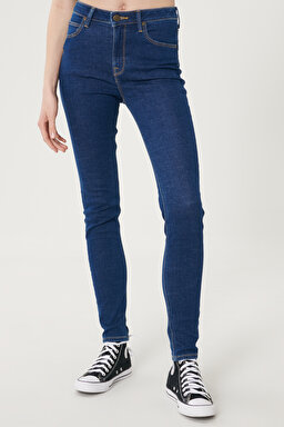 Scarlett High Skinny Fit Denim Esnek Jean Kot Pantolon - Dark Blue-L626PQXM (görsel 3)