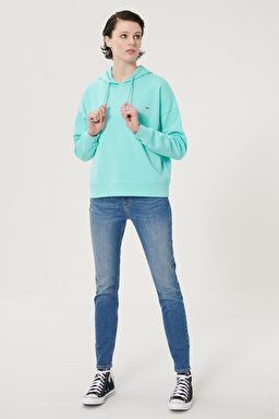 Scarlett High Skinny Fit Denim Esnek Jean Kot Pantolon - Mid Blue-L626QDTO