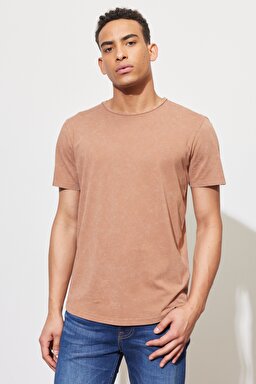 Regular Fit Normal Kesim %100 Pamuk Bisiklet Yaka Tarçın Tişört - Cider-L62JCKA08