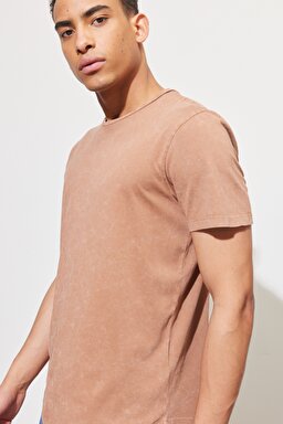 Regular Fit Normal Kesim %100 Pamuk Bisiklet Yaka Tarçın Tişört - Cider-L62JCKA08 (görsel 3)