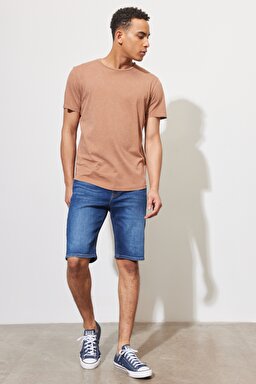 Regular Fit Normal Kesim %100 Pamuk Bisiklet Yaka Tarçın Tişört - Cider-L62JCKA08 (görsel 4)