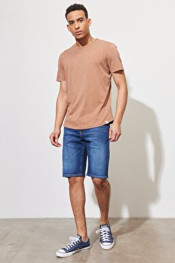 Regular Fit Normal Kesim %100 Pamuk Bisiklet Yaka Tarçın Tişört - Cider-L62JCKA08 (görsel 5)