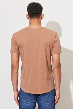 Regular Fit Normal Kesim %100 Pamuk Bisiklet Yaka Tarçın Tişört - Cider-L62JCKA08 (görsel 6)