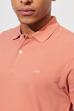 Regular Fit Normal Kesim %100 Pamuk Polo Yaka Somon Tişört - Rust-L65CQSUK (görsel 3)