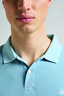 Regular Fit Rahat Kesim Polo Yaka Kısa Kollu Tişört - Ice Blue-L65CQSUY (görsel 4)