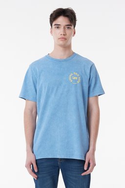 Regular Fit %100 Pamuk Bisiklet Yaka Kısa Kollu Tişört - Indigo-L65NPXDK (görsel 3)