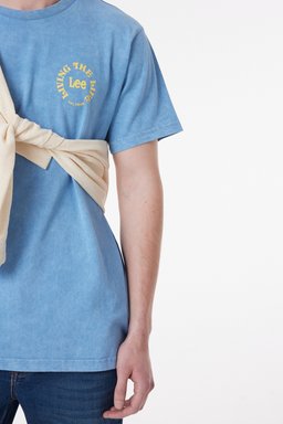 Regular Fit %100 Pamuk Bisiklet Yaka Kısa Kollu Tişört - Indigo-L65NPXDK (görsel 4)