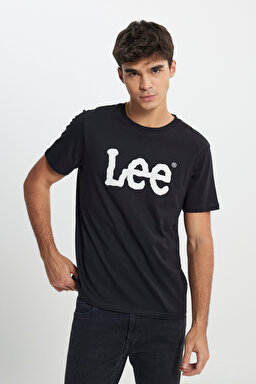 Regular Fit Normal Kesim Sıfır Yaka %100 Pamuk Logolu Tişört - Black-L65QAI01 (görsel 2)
