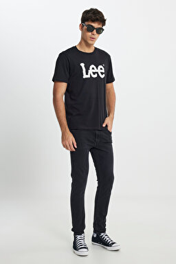 Regular Fit Normal Kesim Sıfır Yaka %100 Pamuk Logolu Tişört - Black-L65QAI01 (görsel 3)