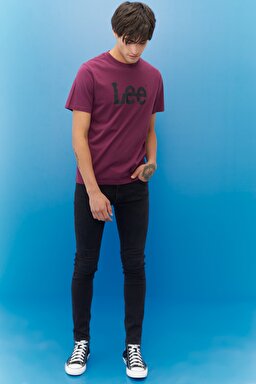 Regular Fit Normal Kesim %100 Pamuk Bisiklet Yaka Bordo Tişört - Grape Wine-L65QAI500 (görsel 3)