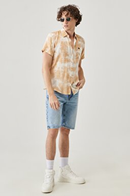 Regular Fit Rahat Kesim %100 Pamuk Kısa Kollu Gömlek - Sunset-L66GPNUG