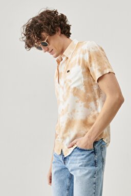 Regular Fit Rahat Kesim %100 Pamuk Kısa Kollu Gömlek - Sunset-L66GPNUG (görsel 3)