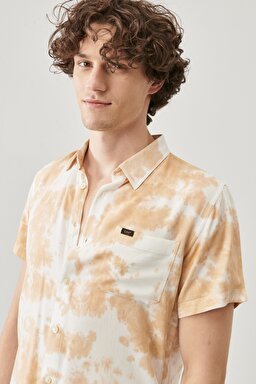 Regular Fit Rahat Kesim %100 Pamuk Kısa Kollu Gömlek - Sunset-L66GPNUG (görsel 4)