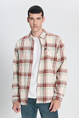 Relaxed Fit Geniş Kesim %100 Pamuk Ekru Gömlek Ceket - Ecru-L66I6720543 (görsel 2)