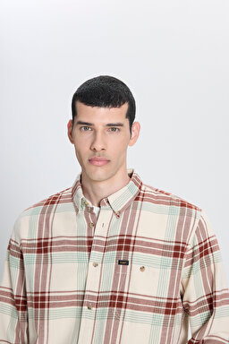 Relaxed Fit Geniş Kesim %100 Pamuk Ekru Gömlek Ceket - Ecru-L66I6720543 (görsel 4)