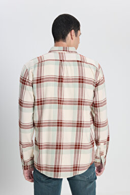 Relaxed Fit Geniş Kesim %100 Pamuk Ekru Gömlek Ceket - Ecru-L66I6720543 (görsel 6)