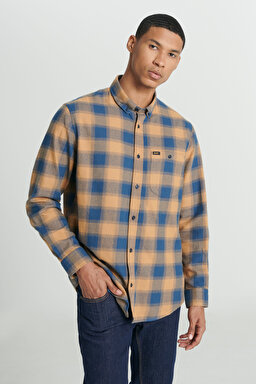 Regular Fit Normal Kesim %100 Pamuk Uzun Kollu Gömlek - Brown-L66IMLSZ