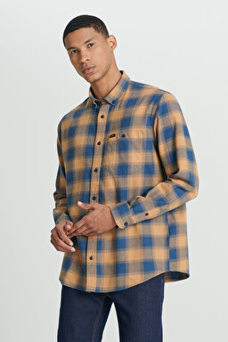 Regular Fit Normal Kesim %100 Pamuk Uzun Kollu Gömlek - Brown-L66IMLSZ (görsel 2)