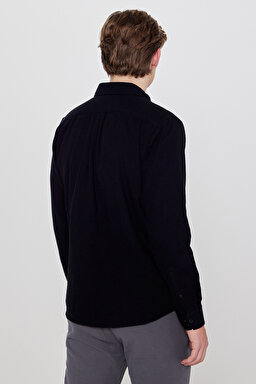 Relaxed Fit Geniş Kesim %100 Pamuk Beyaz Gömlek - Black-L66N205295001 (görsel 5)